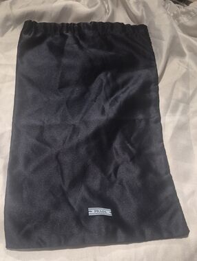 Prada Black Satin Drawstring Pouch with Logo Tag